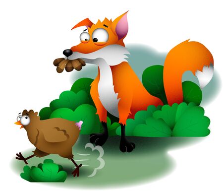 Chick and foxのイラスト素材