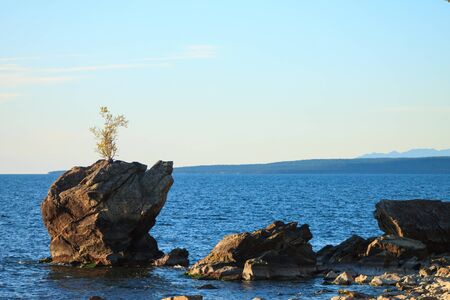 Soothing a quiet summer landscape of Lake Baikalの写真素材