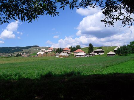 Beautiful village Veskovice on the Pester plateau, Sjenica, Serbia .の写真素材