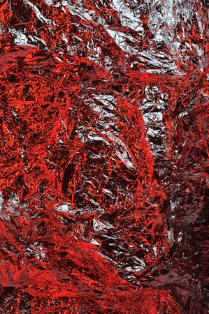 Red color textured aluminum foilの写真素材