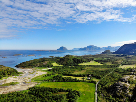 Green picturesque landscape of Norwayの写真素材