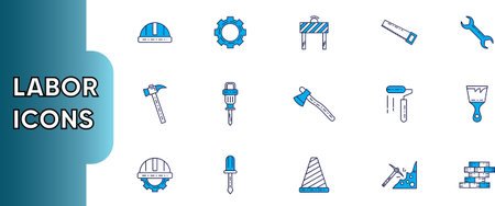 Construction icons set. Outline icons collection on white background. Vector illustrationのイラスト素材