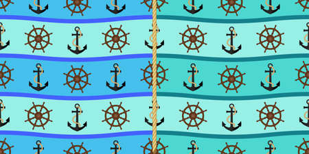 A set of patterns on the marine theme. Vector.のイラスト素材