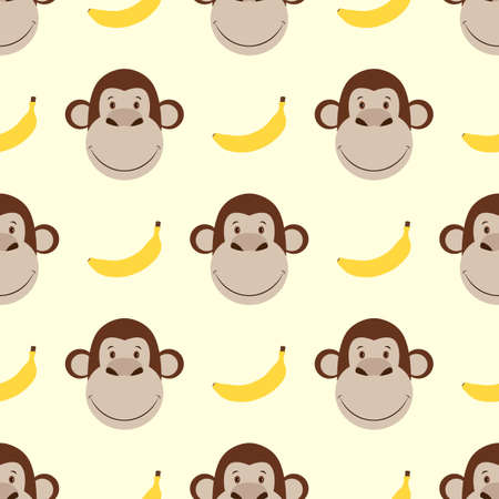 Monkeys and bananas. Seamless pattern. Vector.のイラスト素材