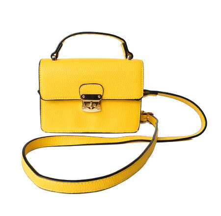 Women bag isolated on white background. Yellow.の写真素材