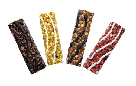 Protein bars. Isolated over white background.の写真素材