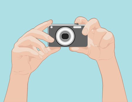 Hands Holding a Cameraのイラスト素材