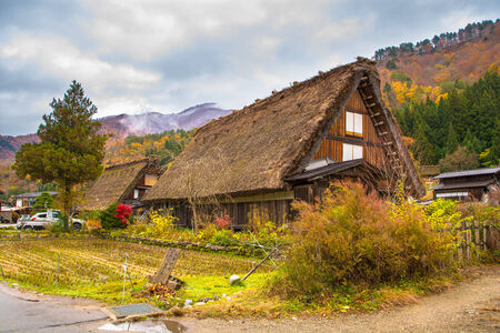 Shirakawa-go on cloudy dayのeditorial素材