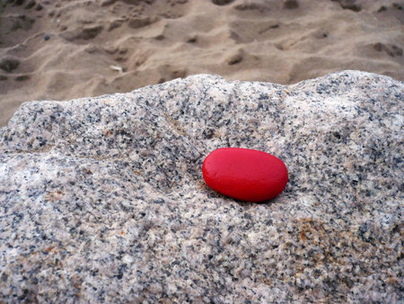 red pebble on rockの写真素材