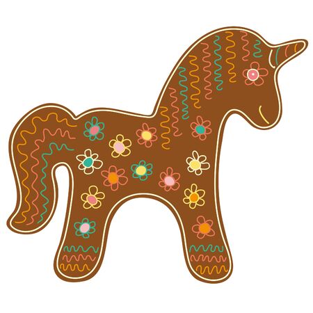 Cute Sweet Christmas Gingerbread Unicornの写真素材