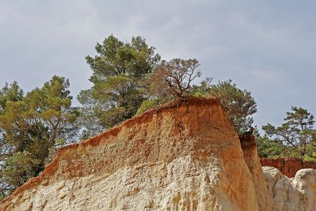 Ocher rocks (French Colorado) near Rustrel, Luberon, Provence, Southern Franceの写真素材
