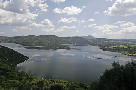Lake Lago della Liscia, Reservoir, Sardinia, Italyの写真素材