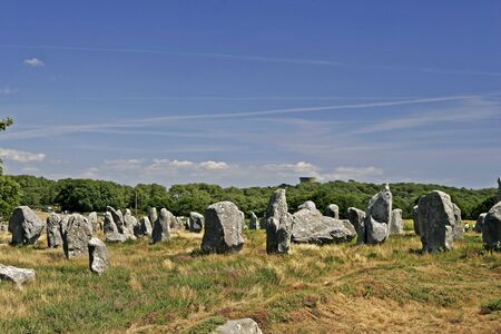 Megalith tombs near Kermario, Brittany, Northern Franceの写真素材