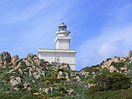 Lighthouse near Capo Testa, Santa di Gallura, Sardinia, Italy, Europeの写真素材