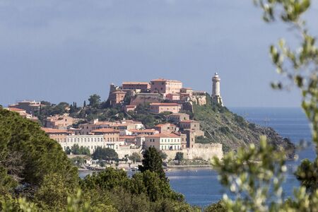 Portoferraio, star fort Forte Stella on Elba Iceland, Tuscany, Italy, Europeの写真素材