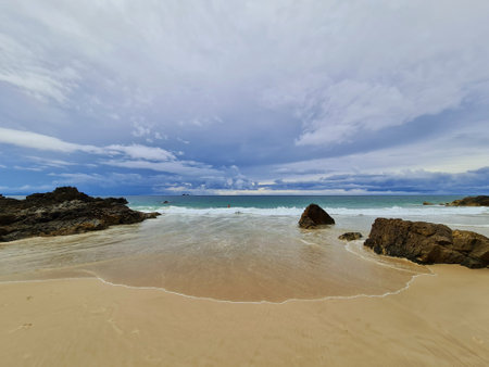 Natural seaside scene, view of the sea in a rocky seaside in Kiama, New South Wales, Australia....