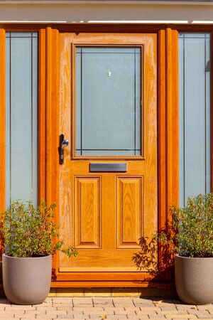 Bright modern and warm front doorの写真素材
