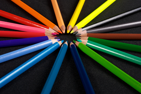 Coloured spectrum of pastel pencilsの写真素材