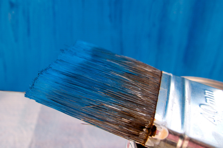 Blue paint brushの写真素材