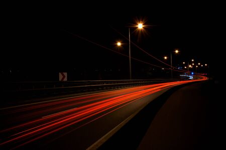 Night transportation trails in the city