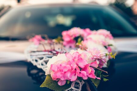 Wedding car floral ceremony ornamentsの写真素材