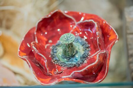DIY concept. Ceramic handmade decorative glazed gift...の写真素材