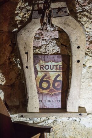 DIY concept. Ceramic handmade decorative glazed gift. Route 66, Freedom...の写真素材