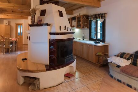 DIY concept. Ceramic handmade decorative glazed stove...の写真素材