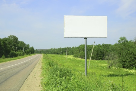 The empty billboard and roadの写真素材
