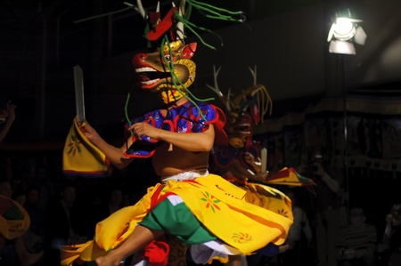 MOSCOW, RUSSIA - OCT 26:  Lama Dance - The Kingdom of Bhutan. First Bhutanese dance festival  in Russia, center Open World. October, 26, 2010 in Moscow, Russiaのeditorial素材