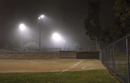 Night Fog in a Sport Parkの写真素材