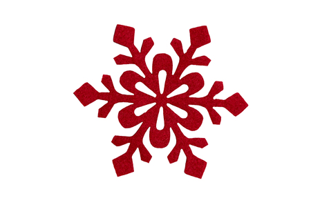 Red christmas snowflake. Isolated on white. Design element for christmas and new year.の写真素材