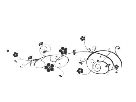 black illustration flowersのイラスト素材