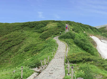 walk route on the mountainの写真素材