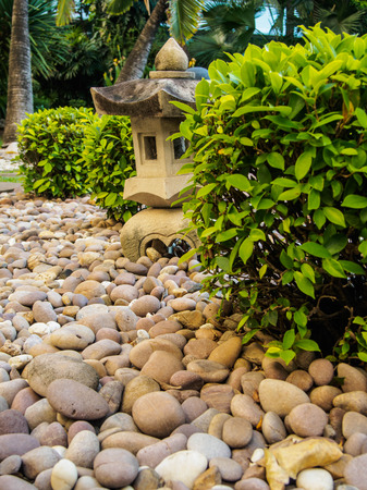 Stone lanterns in the gardenの写真素材