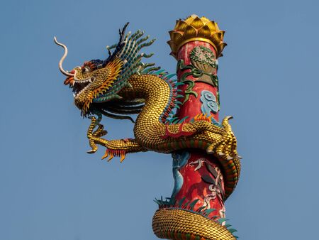 chinese dragon on blue sky backgroundの写真素材