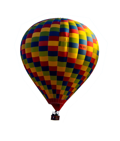 isolated hot air balloon on white backgroundの写真素材