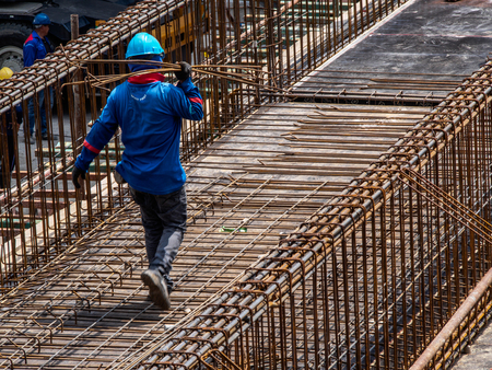 the man work in construction area