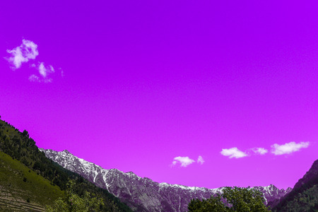 view of mountain with cloud in purple color toneの写真素材