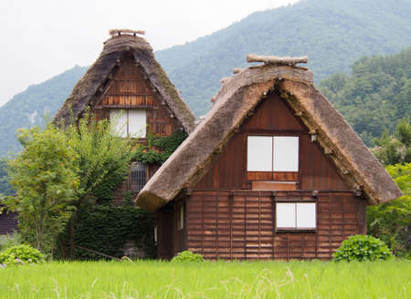 Gassho-zukuri house , Historic Village of Shirakawa-go in summer , Japanのeditorial素材