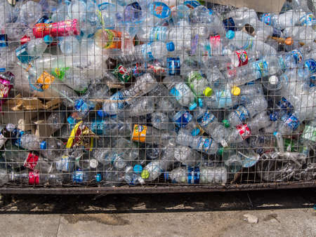 AYUTTHAYA, THAILAND - DECEMBER 16 : Many empty plastic bottles in recycled garbage containers for sales on December 16,2017 in Ayutthaya , Thailand.のeditorial素材