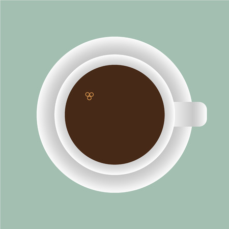 Coffee cup. Vector illustration.a cup of coffee. White cup on a green background.のイラスト素材