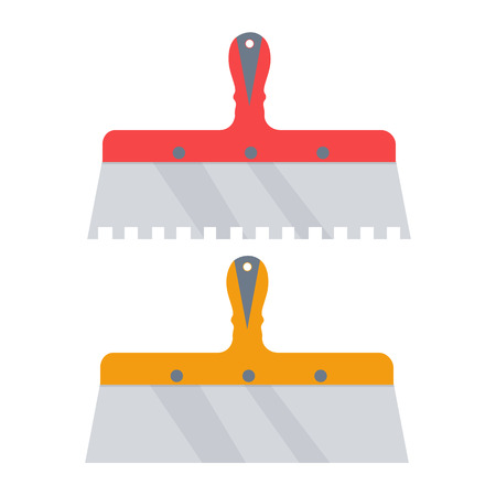 Putty knife vector illustration. notched trowel isolated on a white backgroundのイラスト素材
