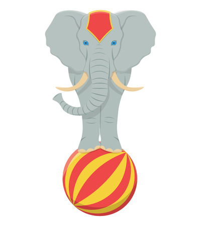 circus elephant on ball illustration isolated on white backgroundのイラスト素材