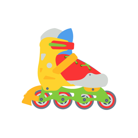Roller skates illlustration . Roller skate vector icon isolated. Flat style roller skate. Yellow and red roller.のイラスト素材
