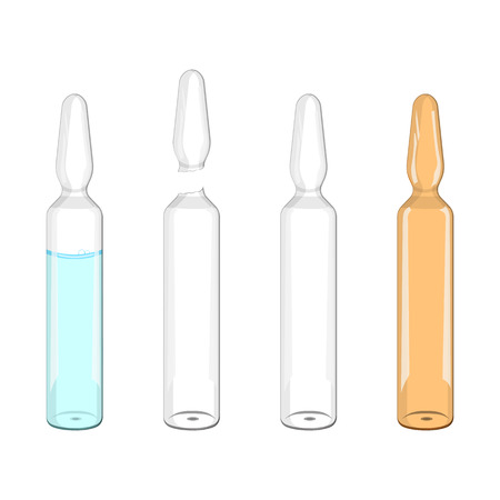 Transparent glass medical ampoules bottles illustration isolated on a white backgroundのイラスト素材