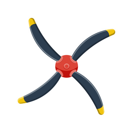 iron airplane propeller with 4 blades. Vector isolated on white backgroundのイラスト素材