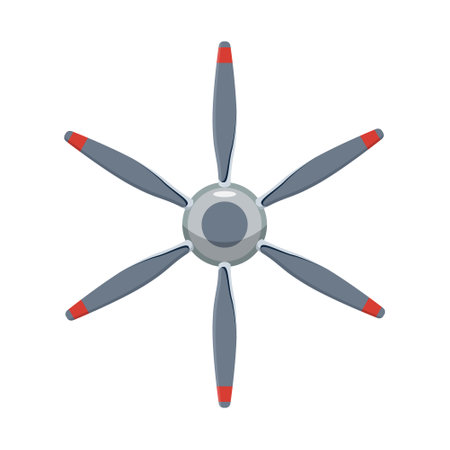 iron airplane propeller with 6 blades. Vector isolated on white backgroundのイラスト素材