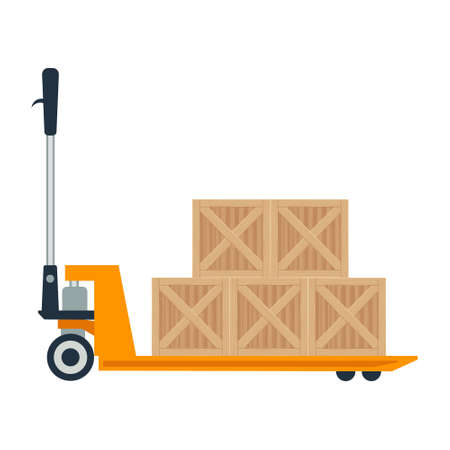 hydraulic cart with boxes vector illustration isolated on a white backgroundのイラスト素材