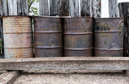 Recycle and reuse old oil barrel iron tank.の写真素材